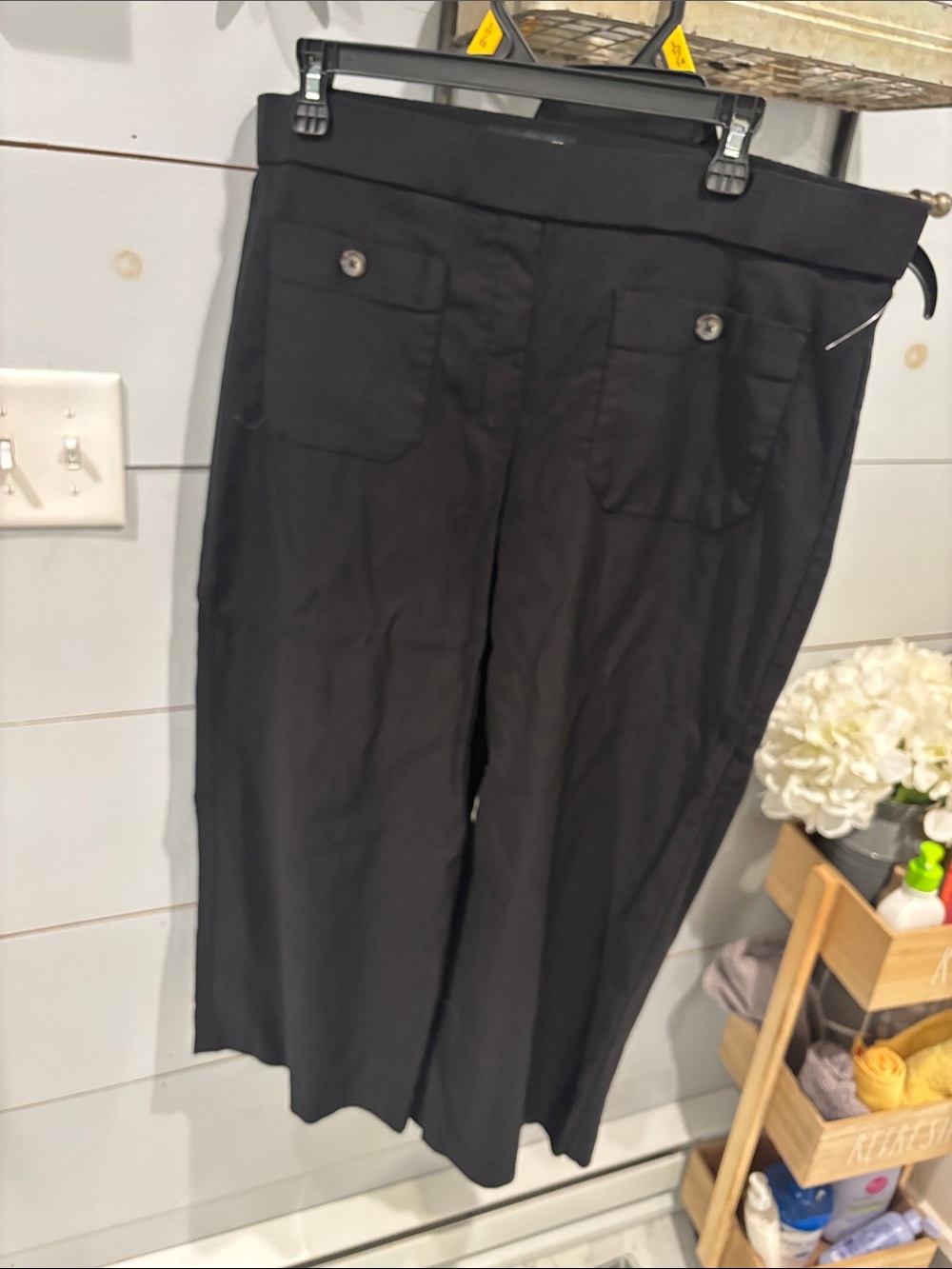 Counterparts Black Wide-Leg Crop Pants with Front Patch Pockets